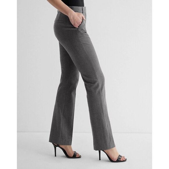 Express Editor Barely Boot Low Rise Stretch Pants Womens Size 8R Gray Blend - Picture 16 of 16